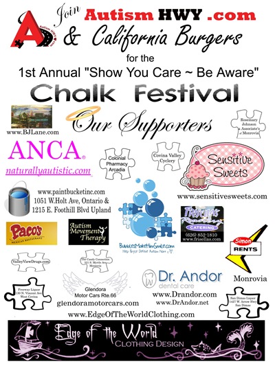 AutismHWY.com's 1st Annual 'Show You Care ~ Be Aware' Chalk Festival supporters AutismHWY.com's 1st Annual 'Show You Care ~ Be Aware' Chalk Festival supporters