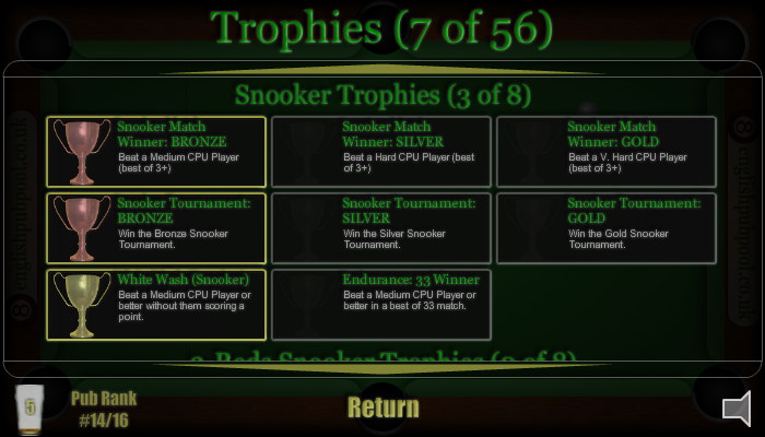 Pub Snooker - Trophies