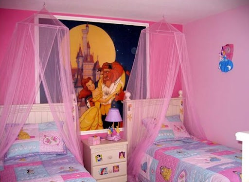 Interior girl bedroom theme pink 