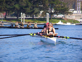 Women's 4 bow loader, ready to move to starting line