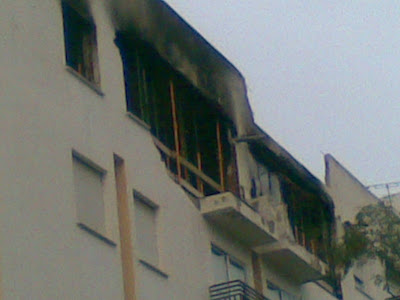 Vista de la cuarta planta, donde tuvo lugar el incendio. Foto de Pozoblanco News el día 17/10/08