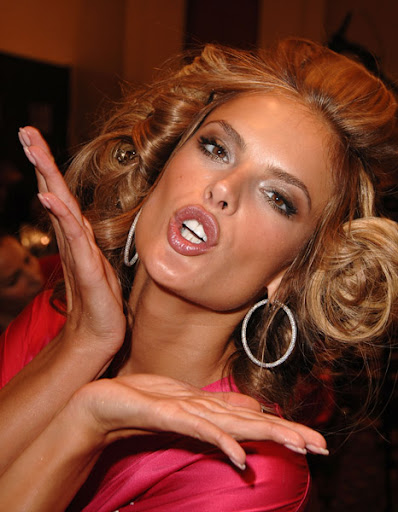 Model Alessandra Ambrosio getting hair and makeup done before the 12th 