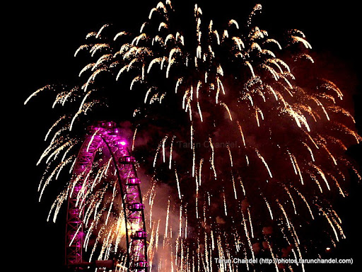 london eye at night with fireworks. New Year London Eye Fireworks,