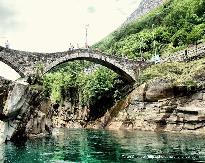 Ponte dei Salti Ancient double arch stone bridge green water Lavertezzo Verzasca valley Switzerland, Tarun Chandel Photoblog