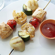 Saucy BBQ Seafood Skewers with Not-So Secret BBQ Sauce