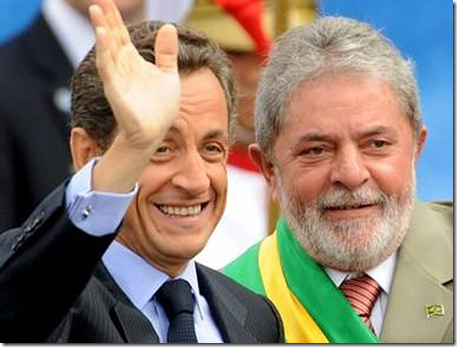 Sarkozy e Lula na parada de 7 de setembro