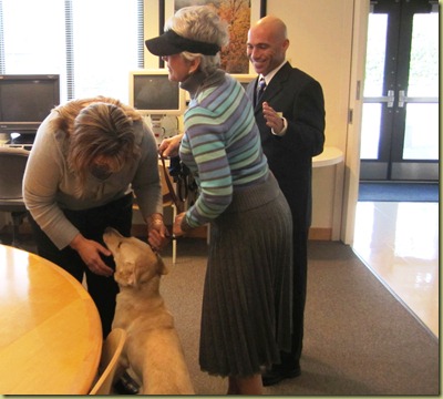 Carol handing me the leash and Reyna is figuring out it is me!