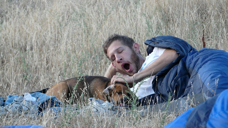 me yawning with a dog