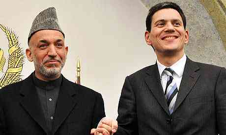David Miliband with Hamid Karzai in 2008