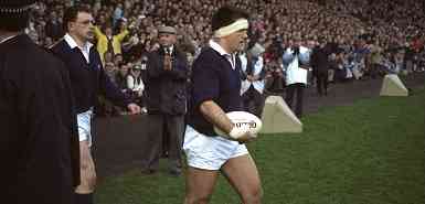 David Sole walks on the representation at Murrayfield prior to the epic 1990 Five Nations Championship
