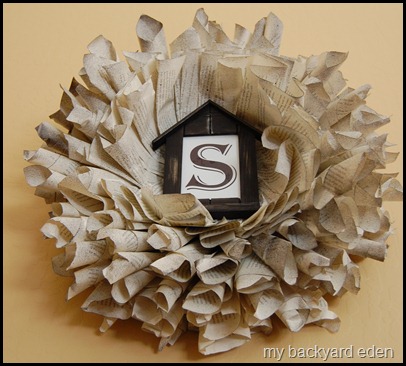 Finished book page wreath