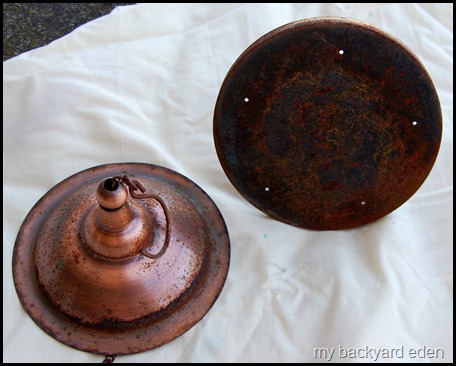 Rusted metal bird feeder