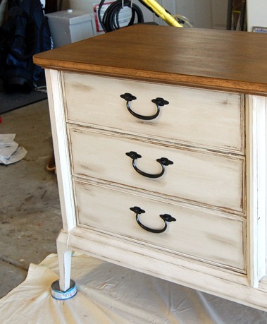 Creamy paint, distressing and glaze