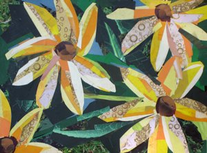 Yellow Flowers by collage artist Megan Coyle