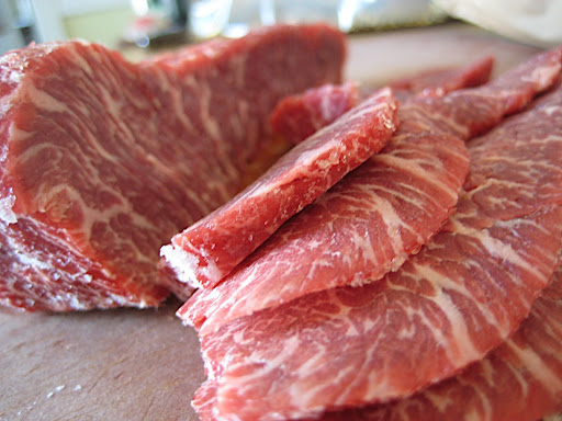 sliced steak