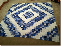 blue and white quilt