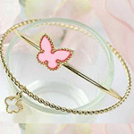 pink butterfly gold bangle