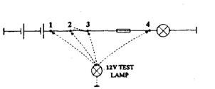 Open-circuit test using a test lamp. 