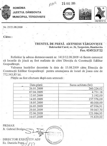 Facsimil 1 Primaria T&acirc;rgoviste - documentul nr. 1