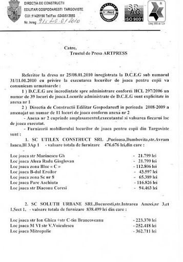 Facsimil document 1 D.C.E.G. a CLM Targoviste