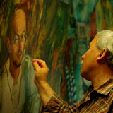 Junus Karimow portraitiert den Schriftsteller Norman Liebold. Photo: Anke Böser, 2010.