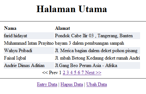 halaman utama yang menggunakan teknik paging menggunakan PHP halaman utama menggunakan teknik paging