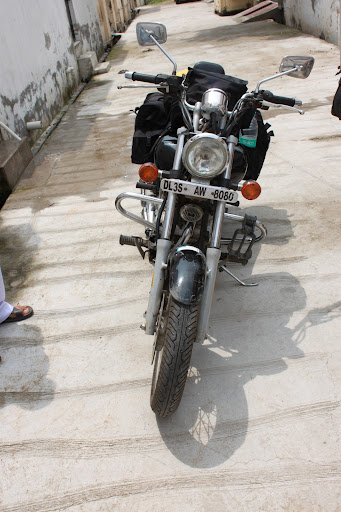 All set to ride, outside my home in Ambala