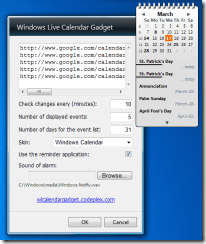 Виджет (гаджет) для Windows 7, позволяющий выводить на рабочий стол несколько Google-календарей одновременно.