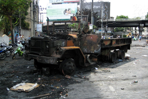 Burned out army truck. big image in Picasa.