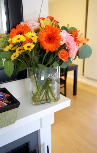 Flowers for our newly made mantle!