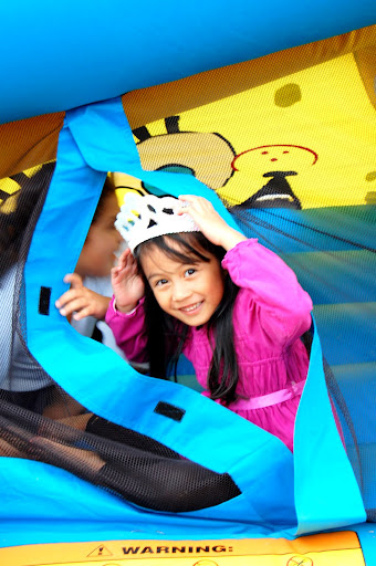 A princess enjoying her bounce house.