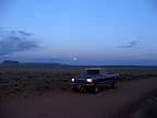 Moon rising over the desert