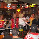The girl in the black shirt on the side of the stage got punched in the face by the LSU girl.  Being an OSU fan, she had more class than to fight back.