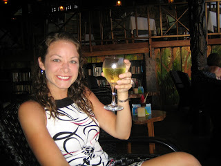 Kate enjoying some wine.
