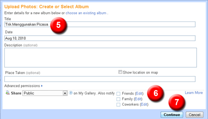 create new album in picasa, bloggerhelper