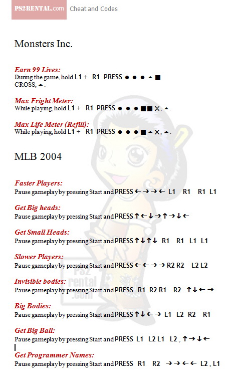 MLB 2004,playstation 2 cheat code reviews features