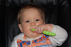 Owen practicing the art of brushing his teeth