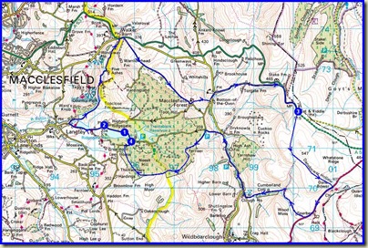 The 14.5 mile route, with about 800 metres ascent, taking just over 2 hours on this occasion