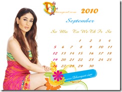September Kareeen kapoor Bollywood Top Celebs  2010 Desktop Calendar Pictures