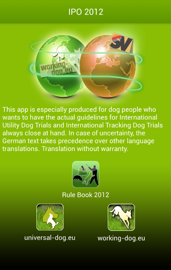 Android application Rule Book 2012 screenshort