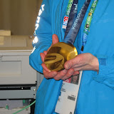 Gold medal of an Olympian who was visiting the polyclinic.