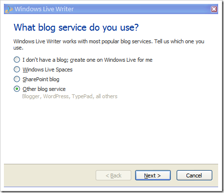 註冊好自己的blog，就可以在Windows Live Writer 新增部落格帳號