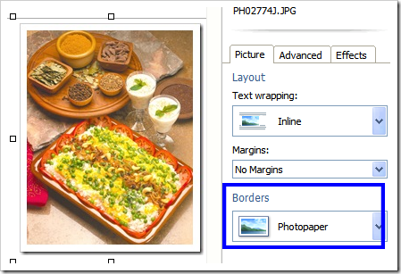 「圖片」/「框線」裡面有8種選擇，預設值是「陰影」，我最常用的「相紙效果」。