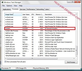 Screenshot Device Manager untuk service System