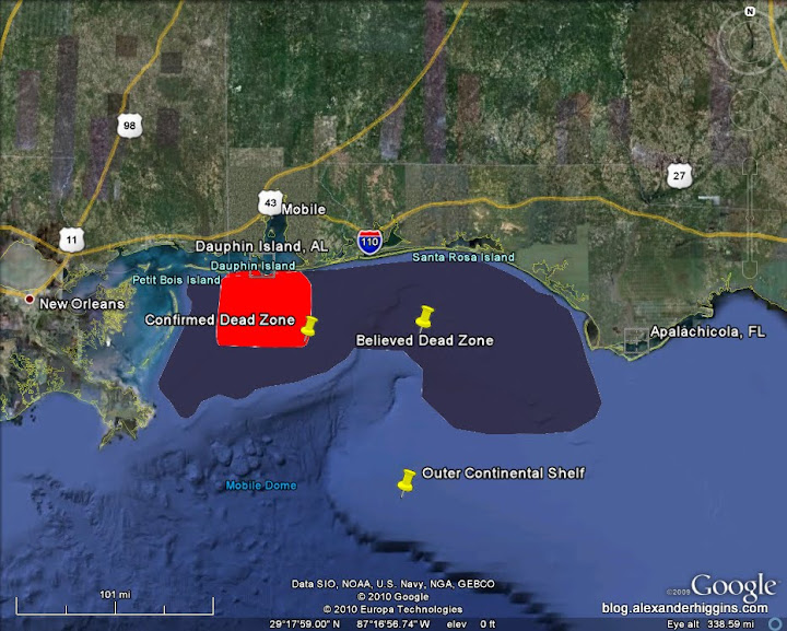 BP Gulf Oil Spill Dead Zone Map