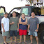 All dry now - The Lanai skin divers after a quick shower from the public pipes and some time to dry. (Ben, Kevin, Lorraine & Alec)
