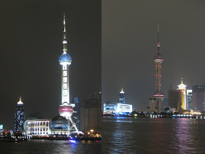 东方明珠关灯前后对比