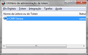 Programa SafeSign com um e-CNPJ A3 plugado