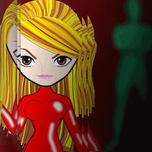 Gif animado de Britney Spears en version Cartoon con el famoso traje rojo