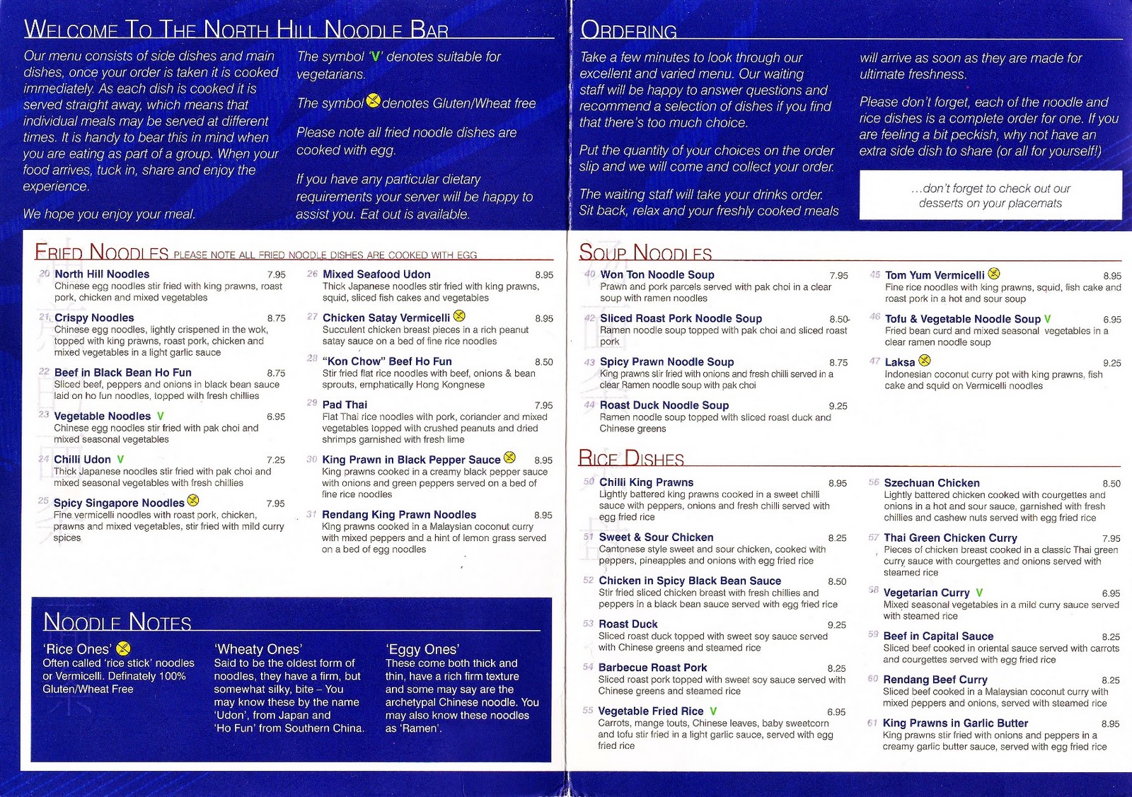 ASIA Discount Card University of Essex North Hill Noodle Bar Menu